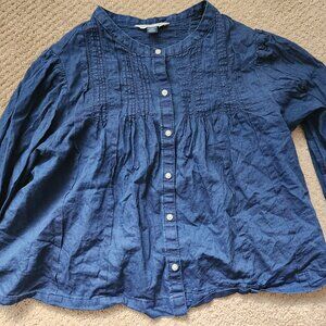 AE Pintucked Long-Sleeve Blouse